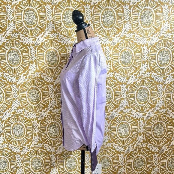 NWOT Le Superbe Ex-Boyfriend Double Cuff Button Down Shirt in Lavender Fields 0 - Picture 12 of 16